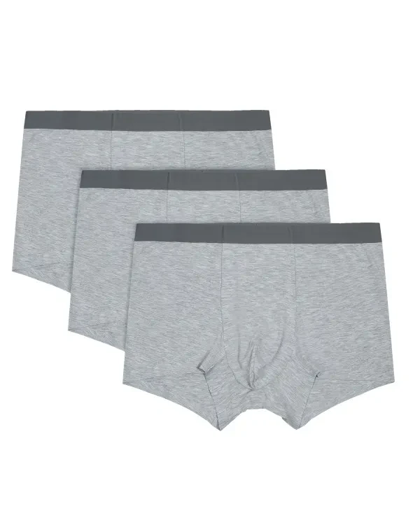 MEN'S MODAL SPANDEX TRUNKS (3-PACK) - HEATHER GREY