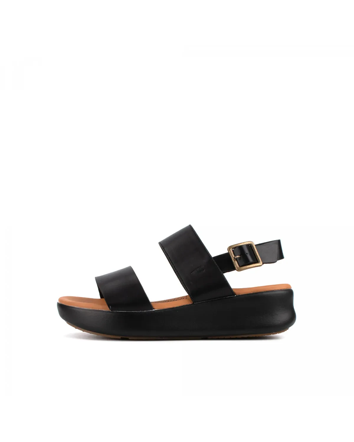 Ladies Two Strap Ankle Sandals - 782103-YR01SV-1-Black
