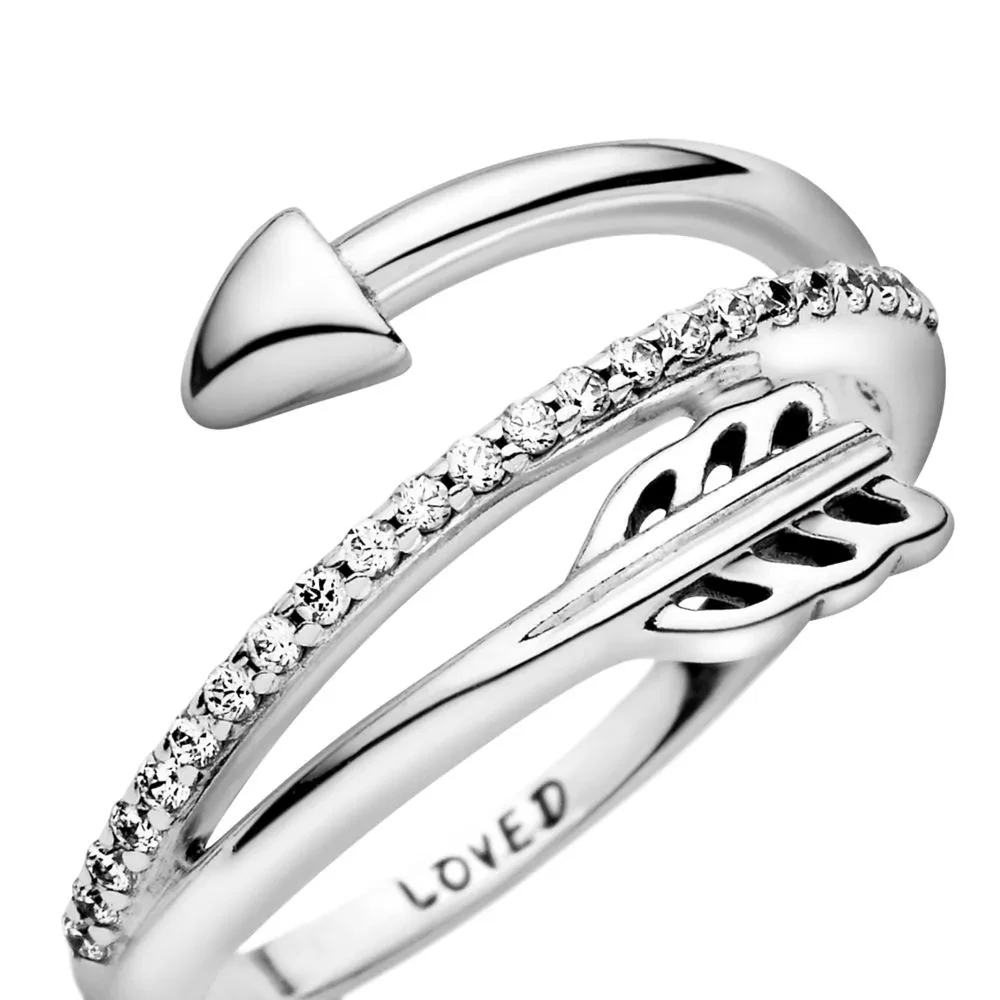 ARROW SILVER RING WITH CLEAR CUBIC ZIRCONIA