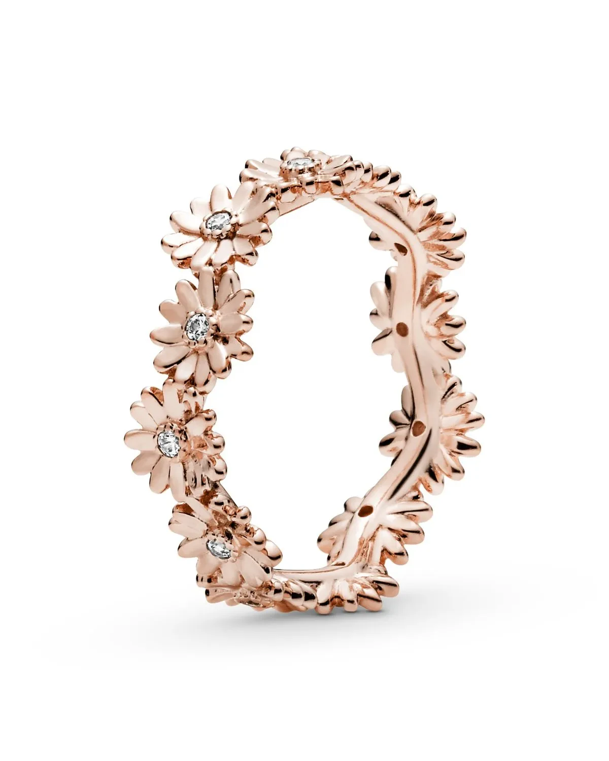 ROSE DAISY RING WITH CLEAR CUBIC ZIRCONIA