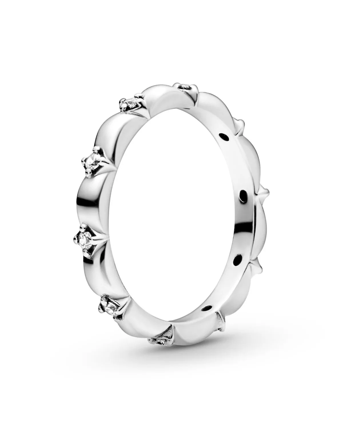 FLOWER PETALS BAND RING WITH CUBIC ZIRCONIA