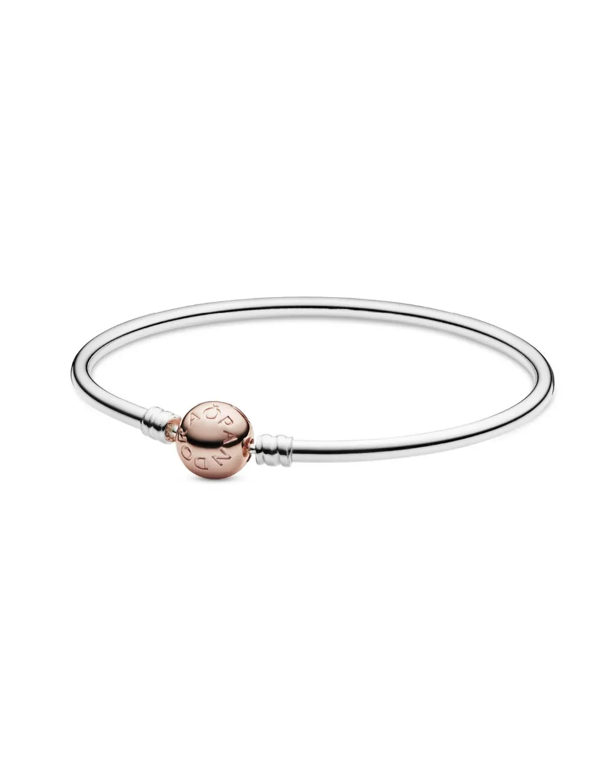 SILVER BANGLE WITH PANDORA ROSE CLASP