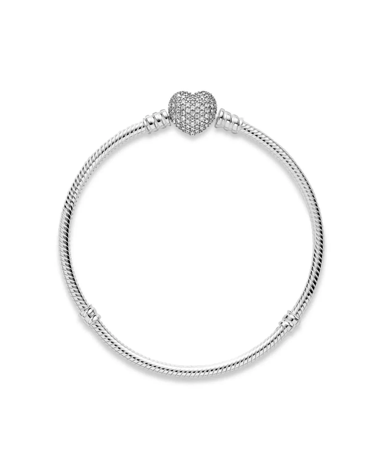 MOMENTS SPARKLING HEART CLASP SNAKE CHAIN BRACELET