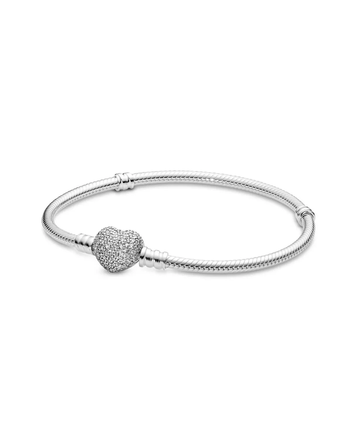 MOMENTS SPARKLING HEART CLASP SNAKE CHAIN BRACELET
