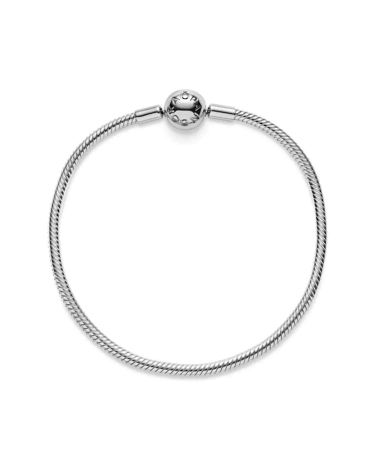MOMENTS SNAKE CHAIN SILVER BRACELET WITH ROUND CLASP