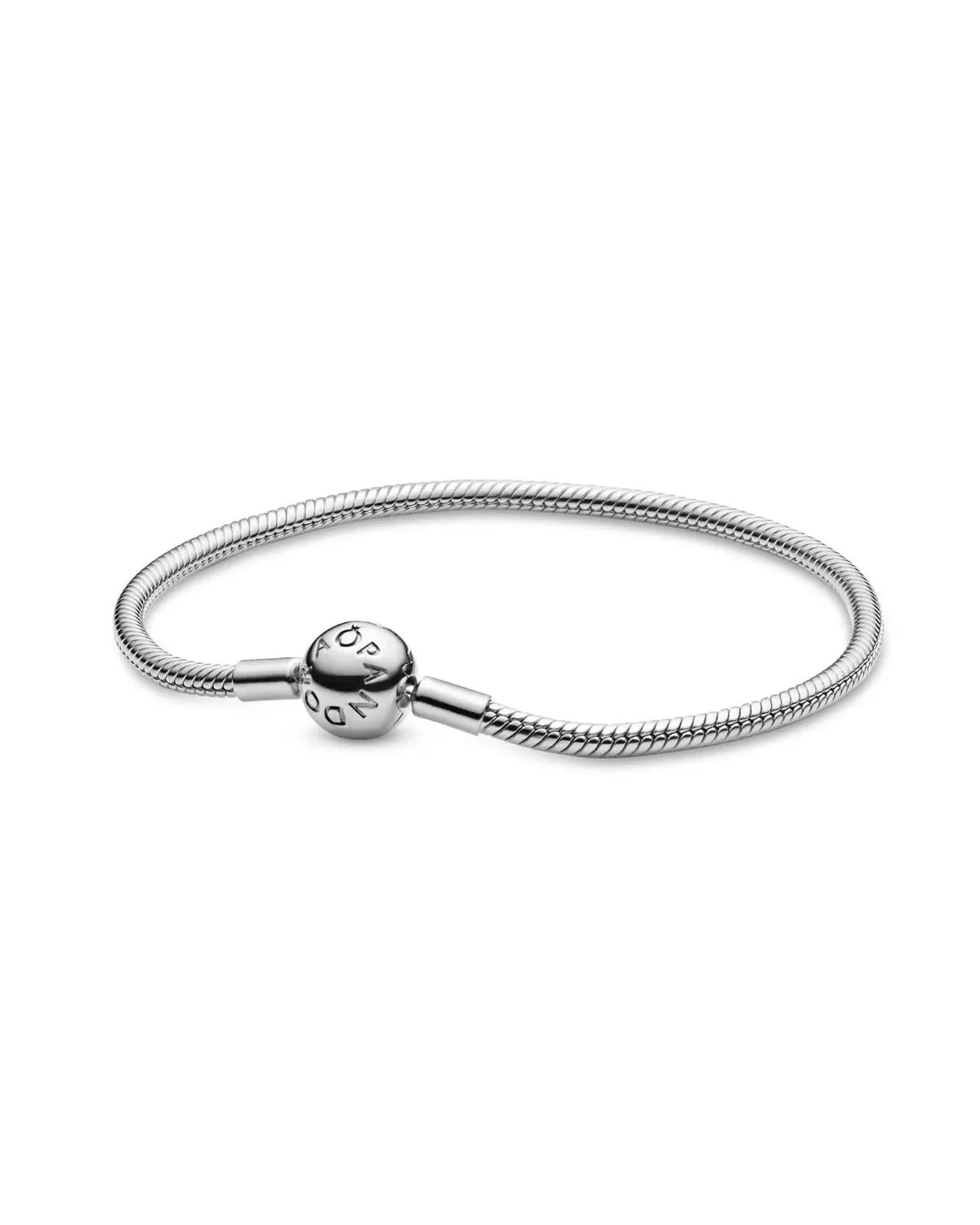 MOMENTS SNAKE CHAIN SILVER BRACELET WITH ROUND CLASP