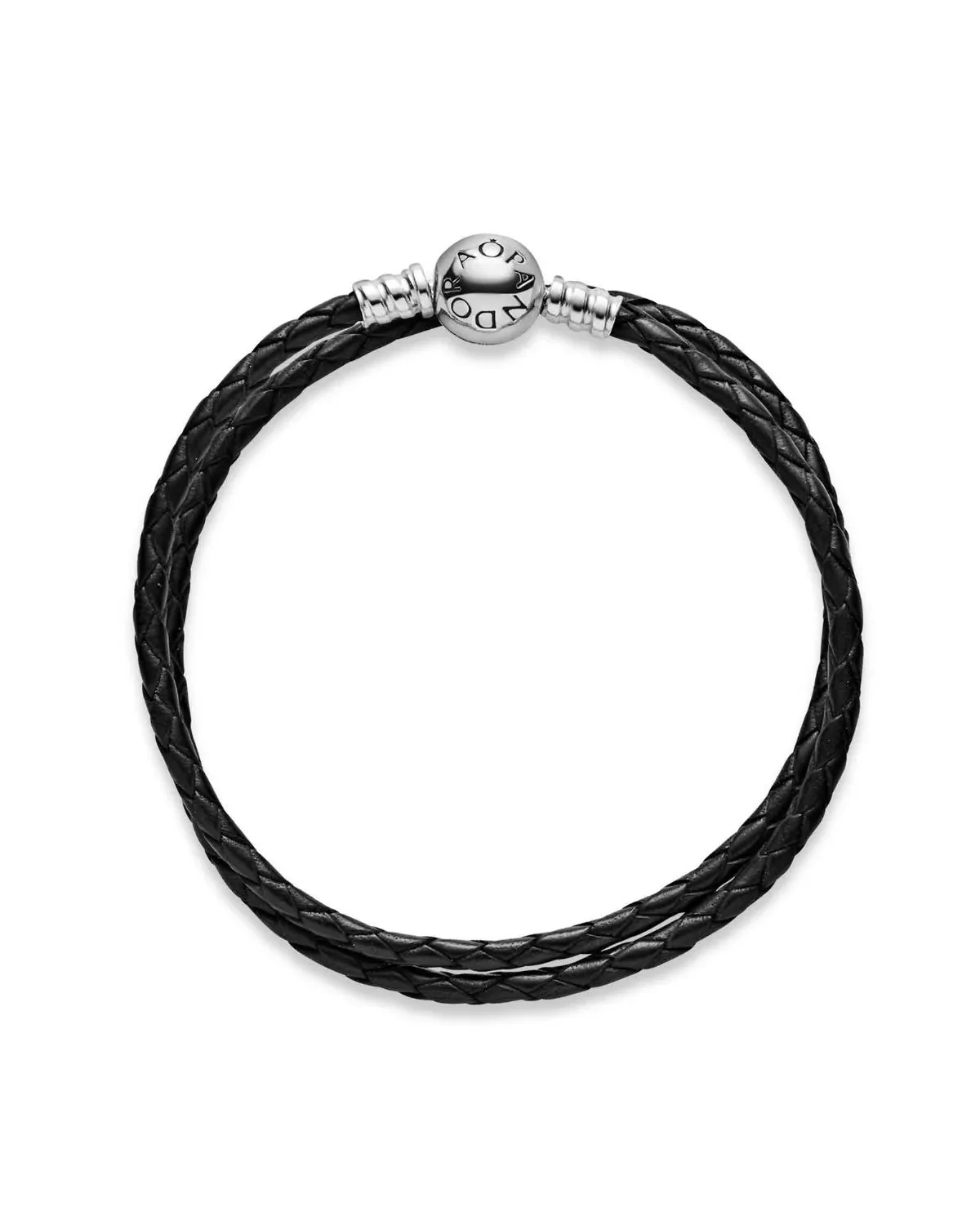 MOMENTS DOUBLE BLACK LEATHER BRACELET
