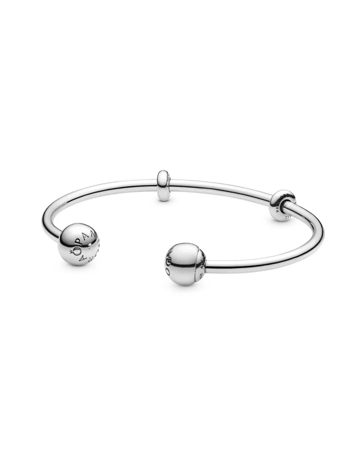 MOMENTS OPEN BANGLE WITH SILICONE STOPPERS AND INTERCHANGEABLE END CAPS