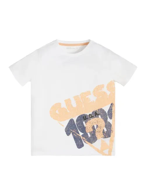 JUNIOR BOY-FRONT SIDE PRINT T-SHIRT - PURE WHITE