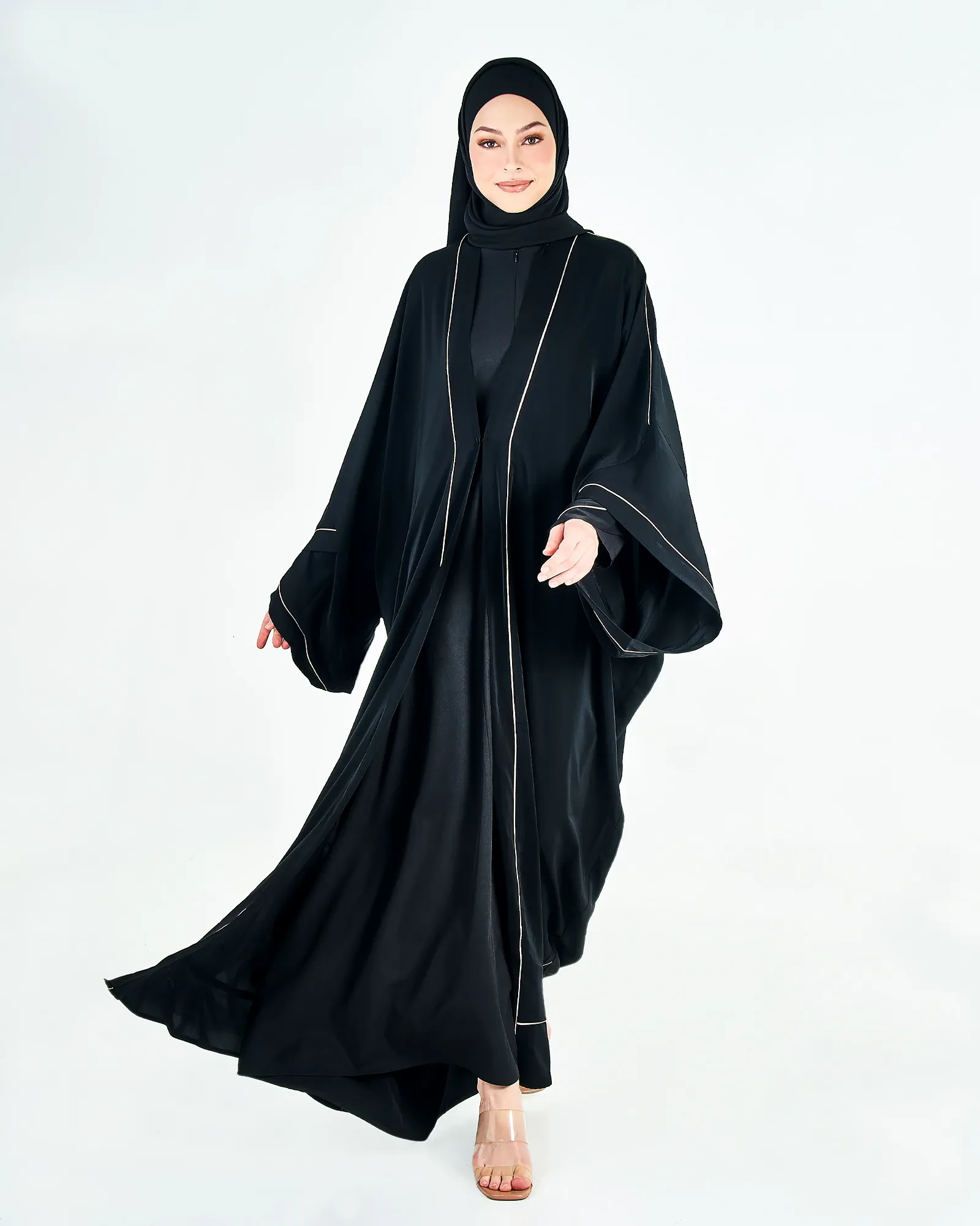 AALISHA CARDIGAN ABAYA - BLACK