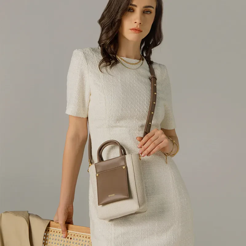 NICOLA MINI TOTE LUXE CANVAS - DARK MOCHA