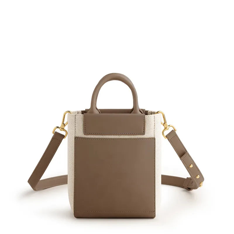 NICOLA MINI TOTE LUXE CANVAS - DARK MOCHA