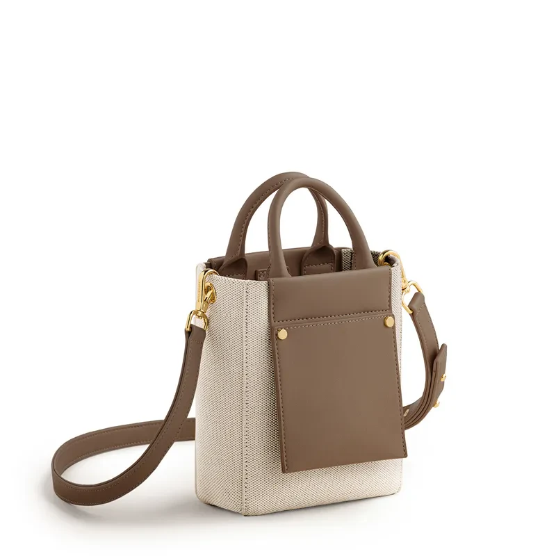 NICOLA MINI TOTE LUXE CANVAS - DARK MOCHA