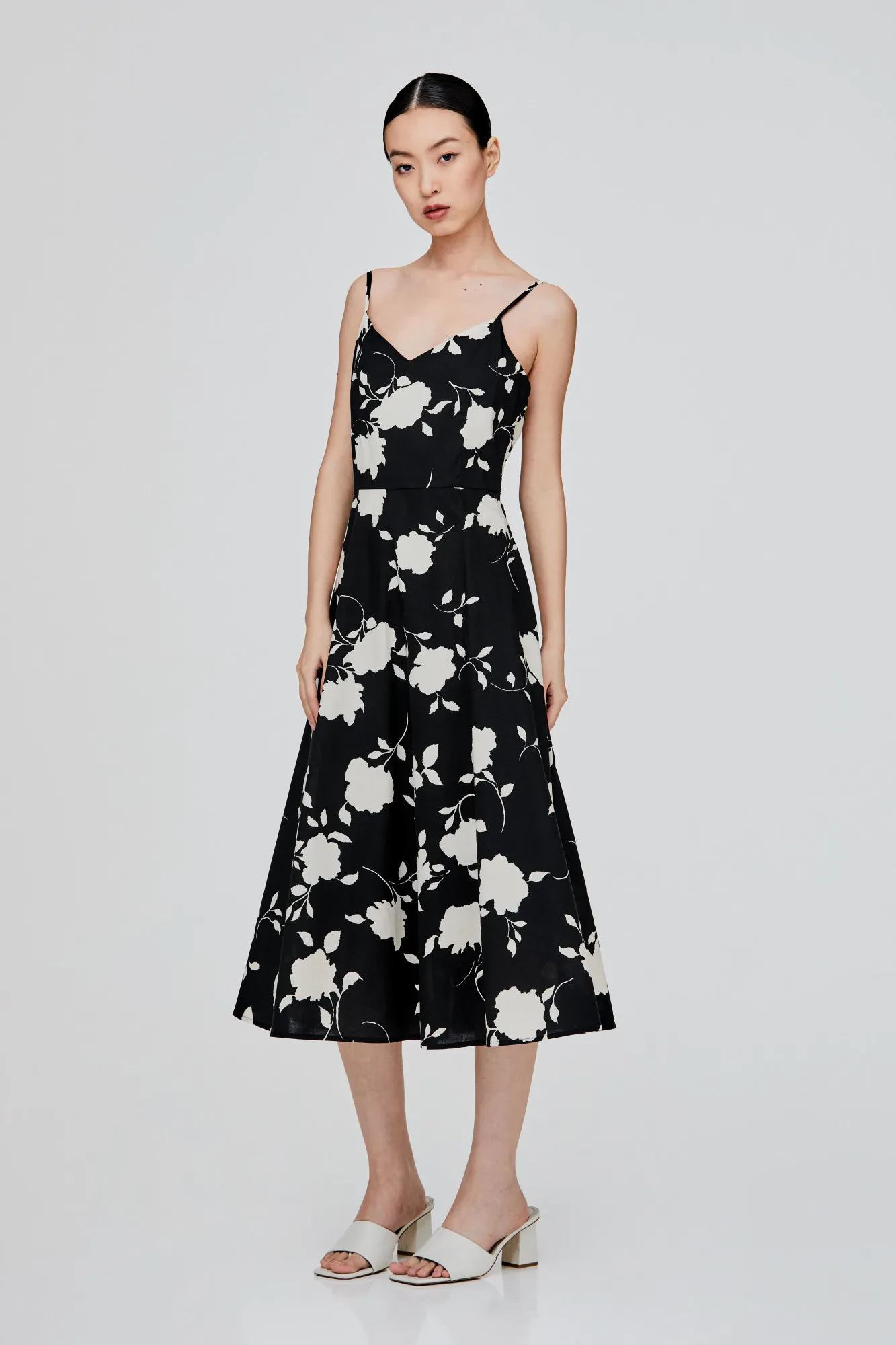 PATTERN SPAGHETTI STRAP DRESS - NOIR