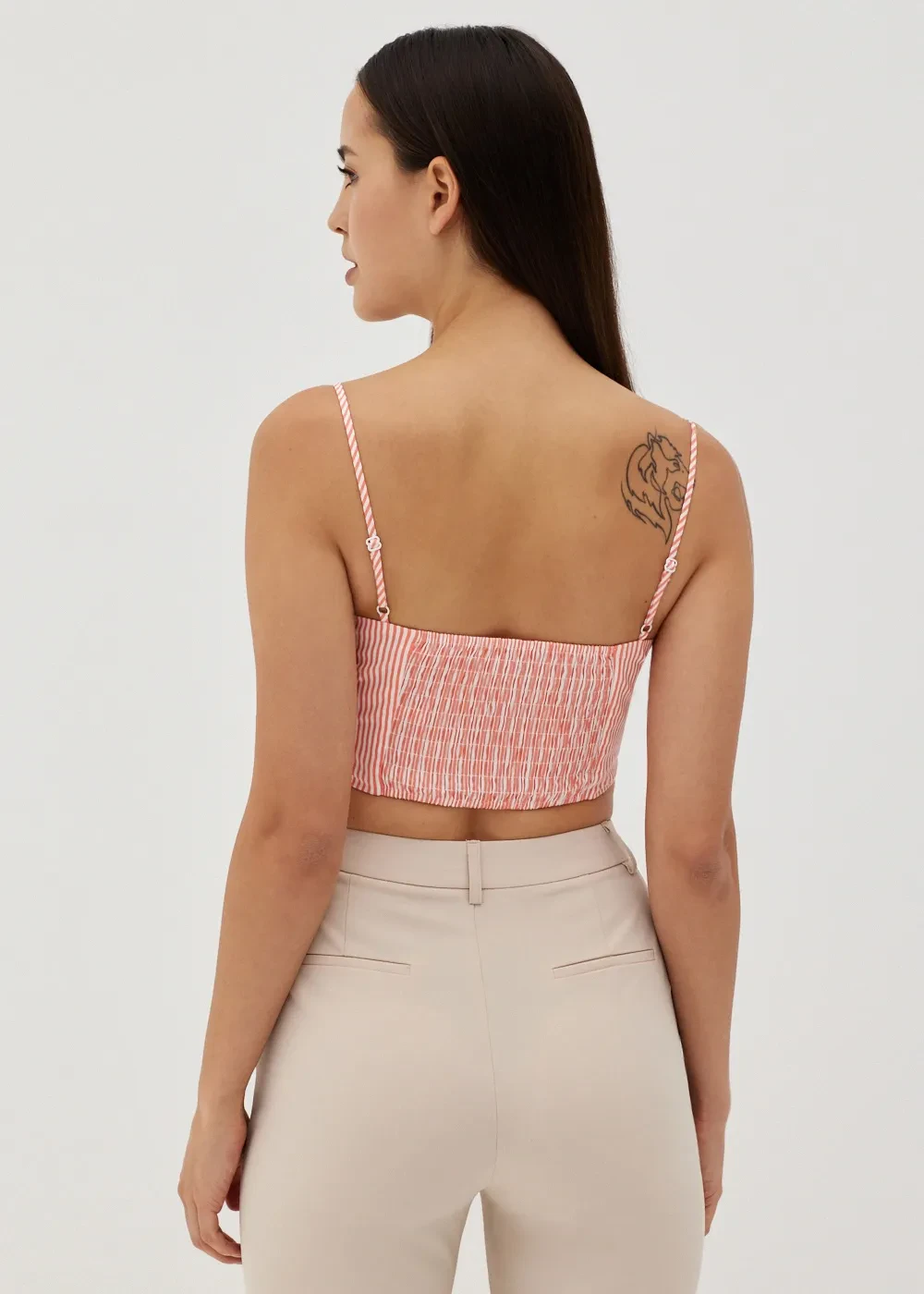 BERTIA PADDED TWIST FRONT STRIPED TOP