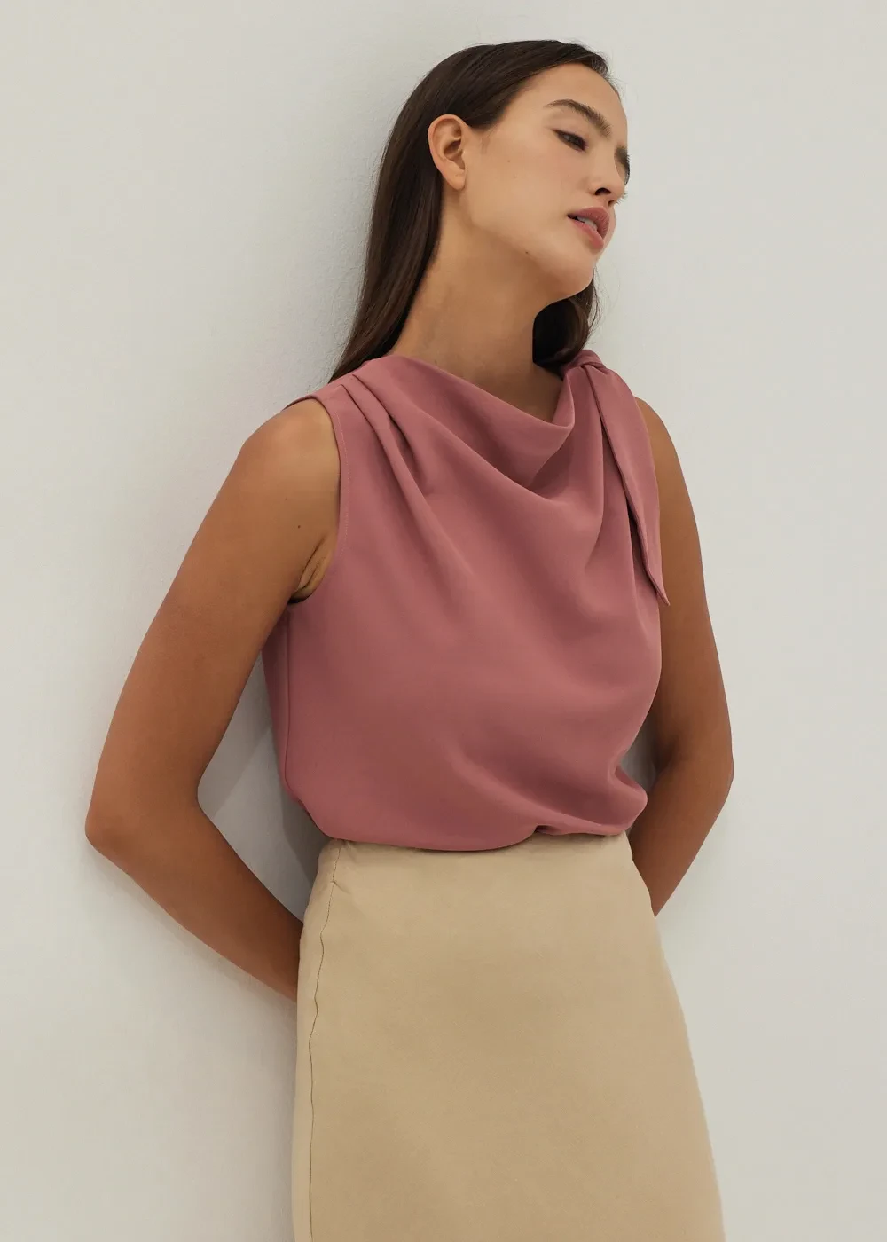 NADIYA COWL NECK SHELL TOP