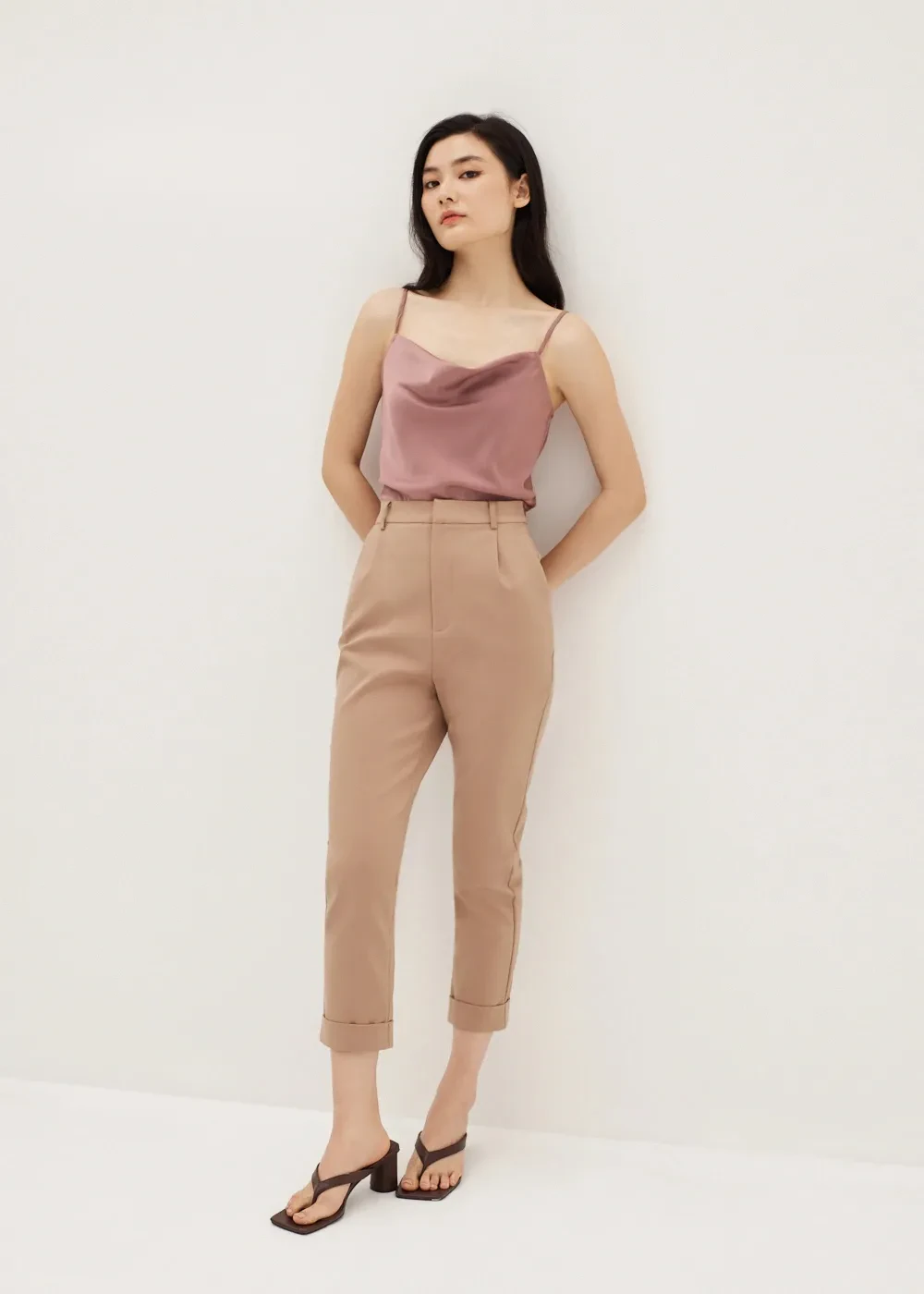 AMIA SATIN COWL NECK TOP