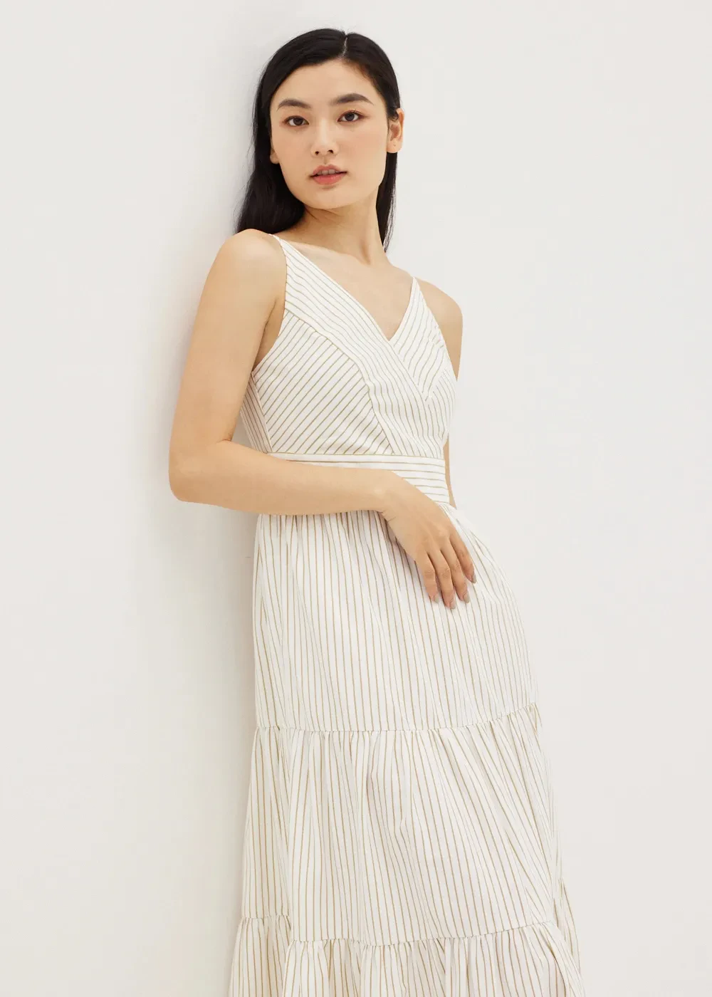 PIXIE PADDED TIERED MAXI DRESS