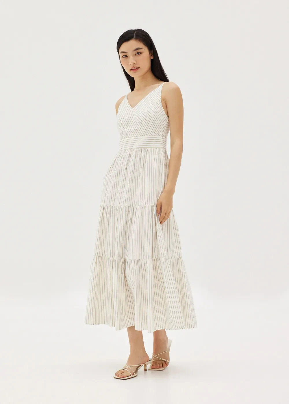 PIXIE PADDED TIERED MAXI DRESS
