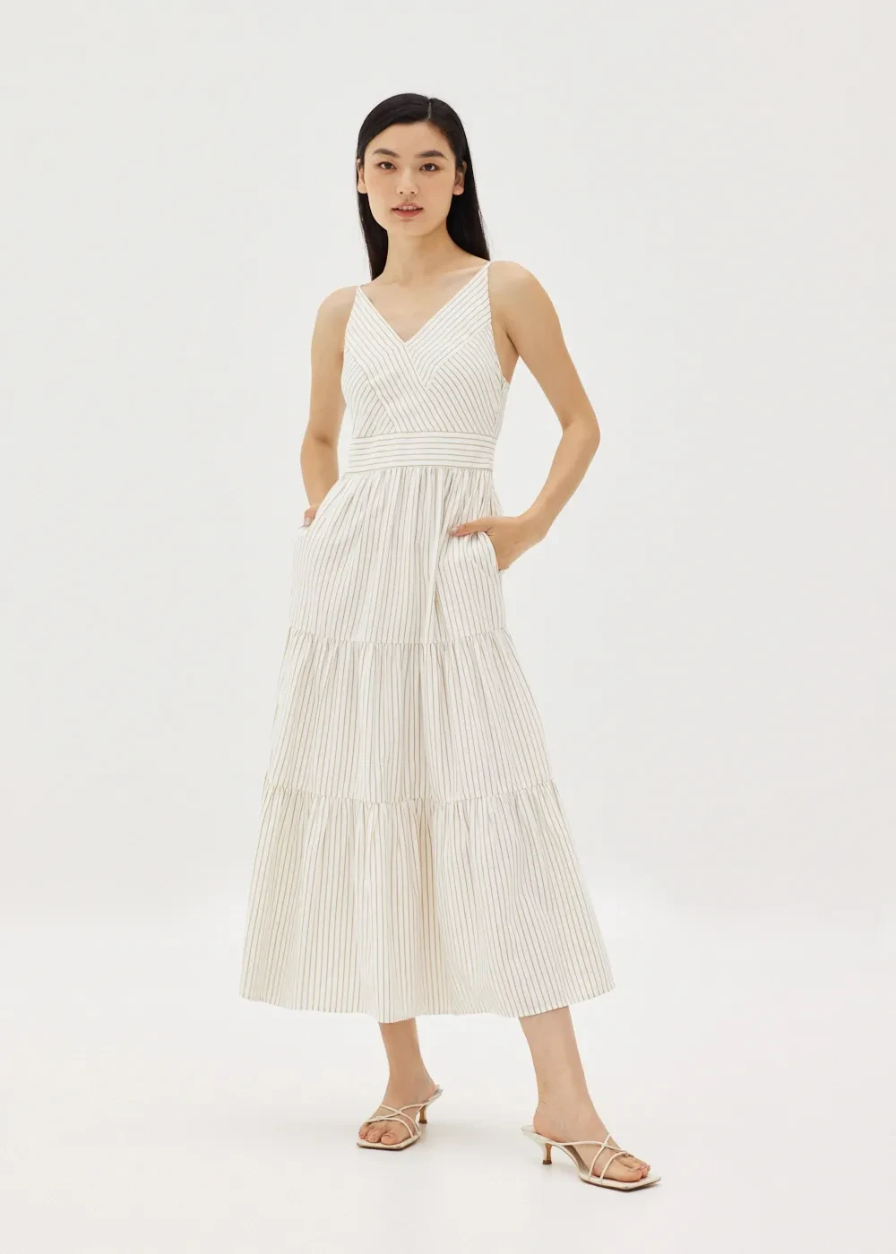 PIXIE PADDED TIERED MAXI DRESS