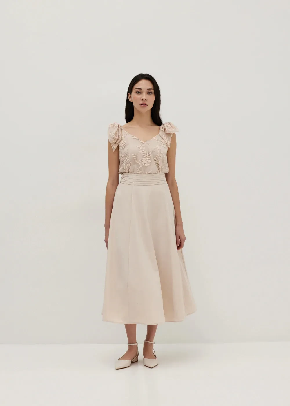 CAELYN ORGANZA LACE TIE SHOULDER TOP