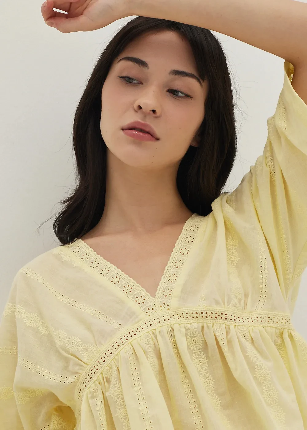 LAILA BRODERIE PEPLUM TOP