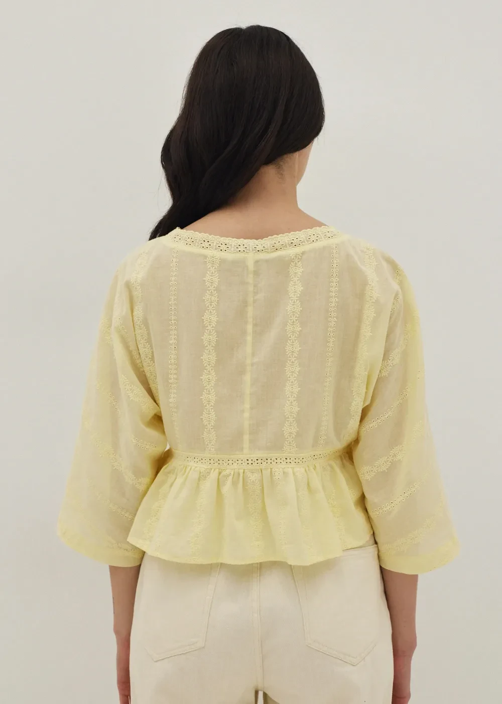 LAILA BRODERIE PEPLUM TOP