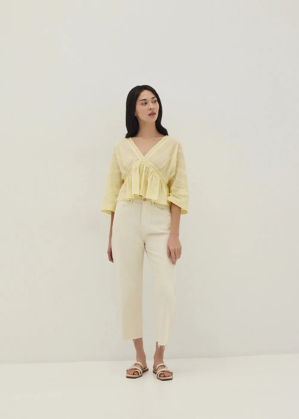 LAILA BRODERIE PEPLUM TOP