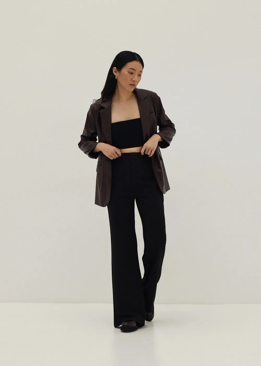 JALESSA TAILORED FAUX LEATHER BLAZER