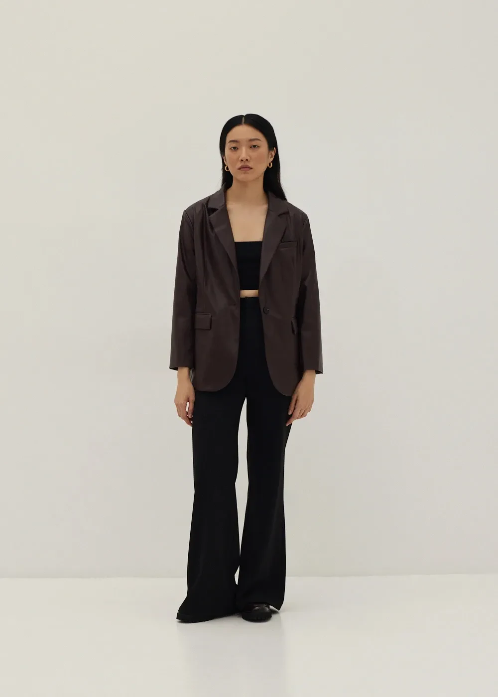 JALESSA TAILORED FAUX LEATHER BLAZER