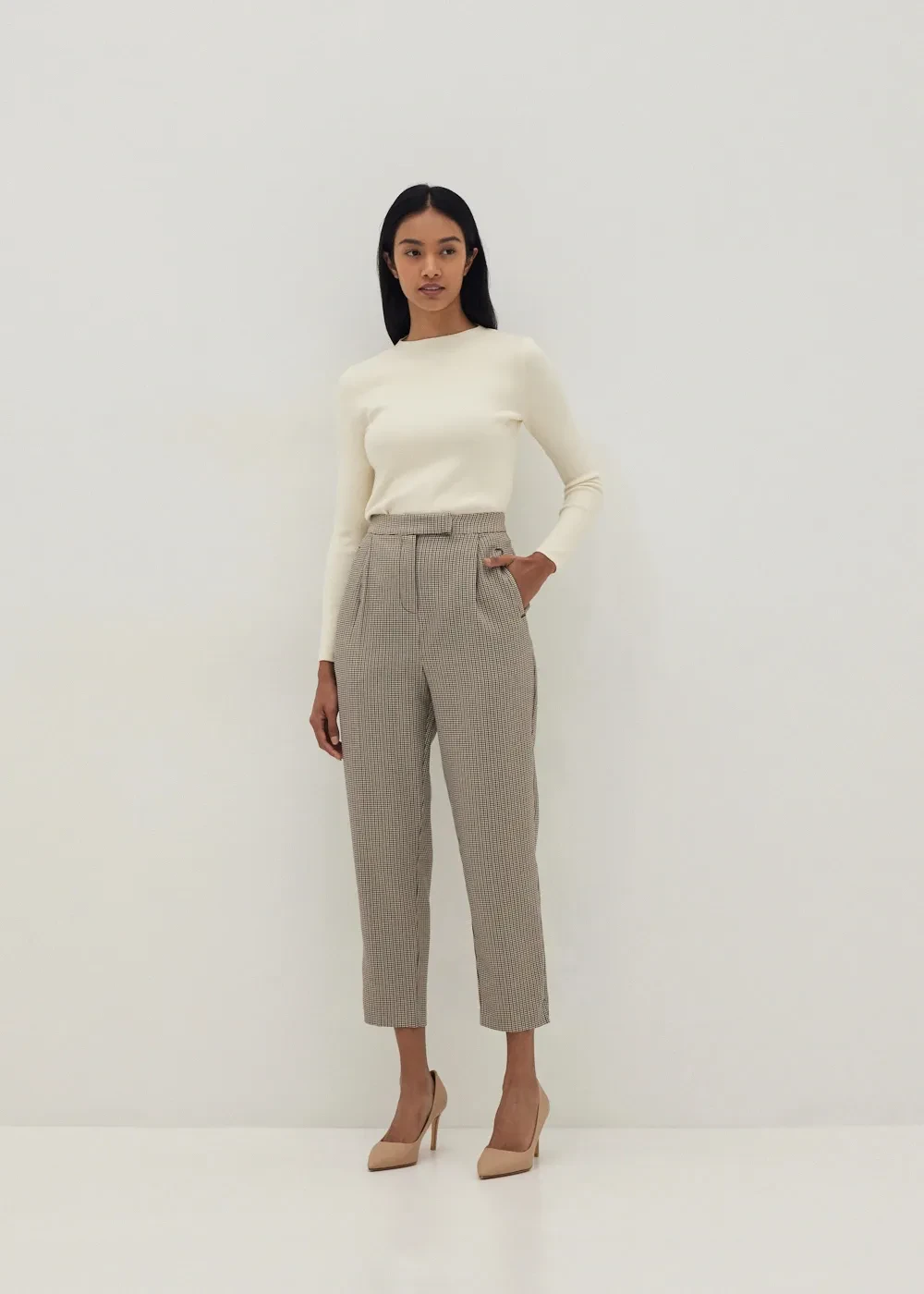 KIERA MINI HOUNDSTOOTH PEG LEG PANTS