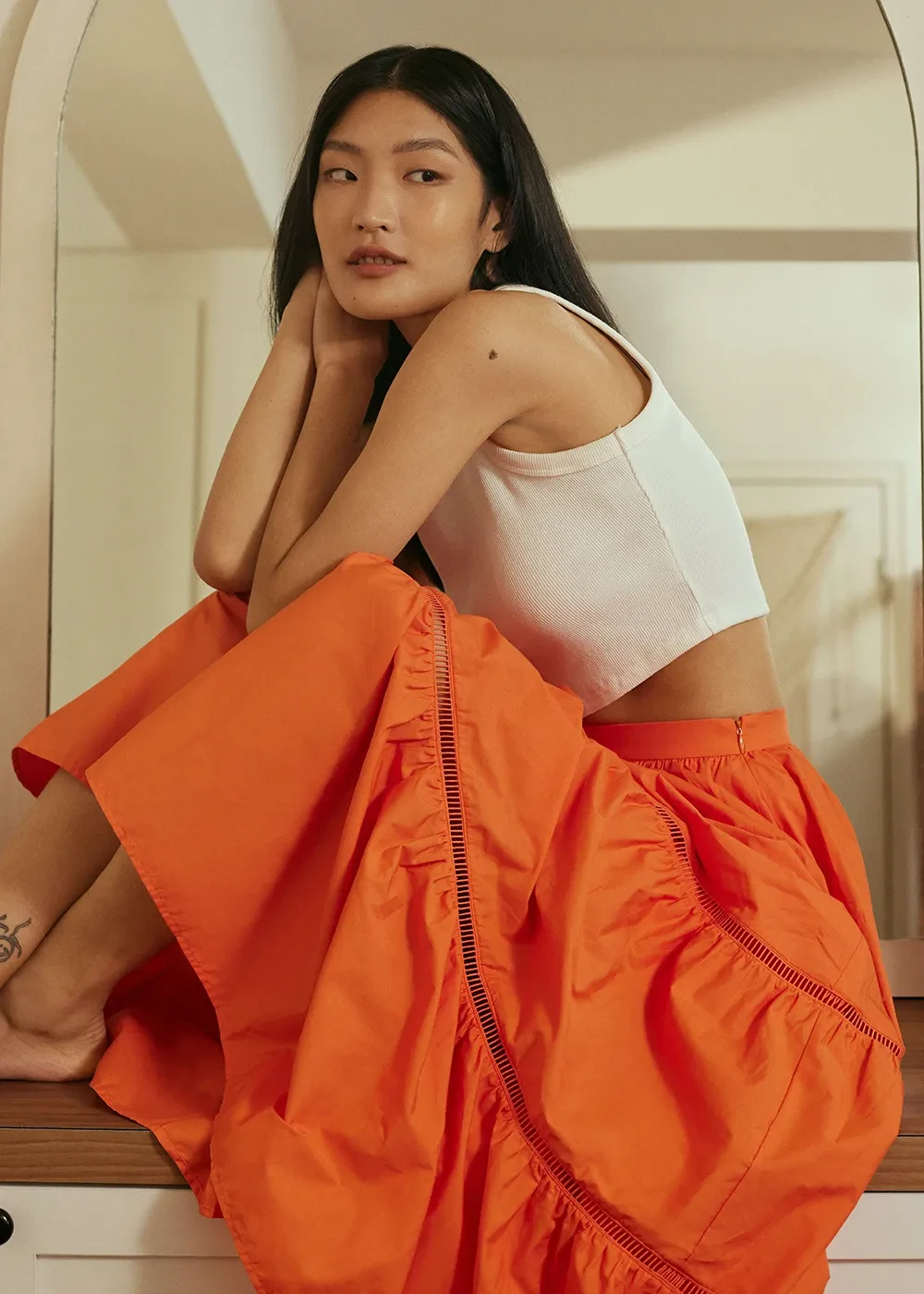 HARLIE TIERED FLARE SKIRT