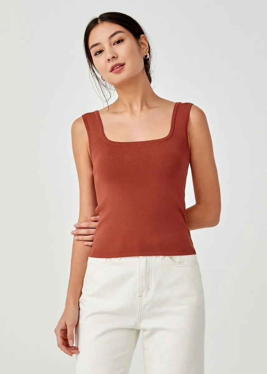 QUINCY SQUARE NECK KNIT TANK
