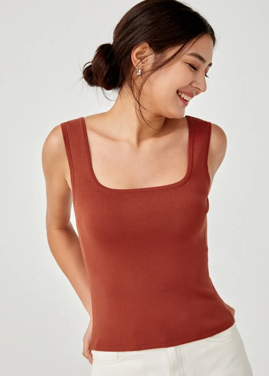 QUINCY SQUARE NECK KNIT TANK