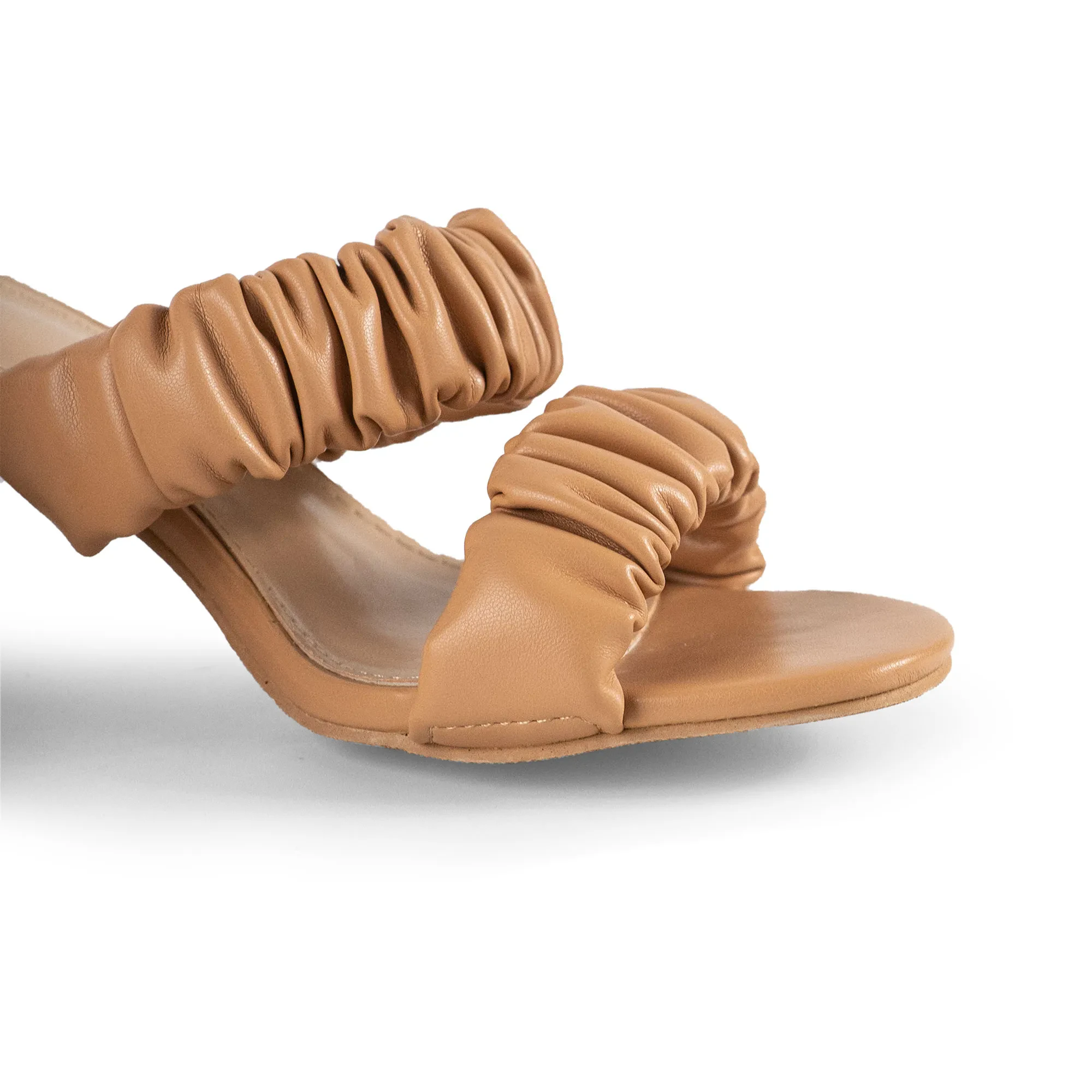 XANDRA RUFFLED HEELS - NUDE