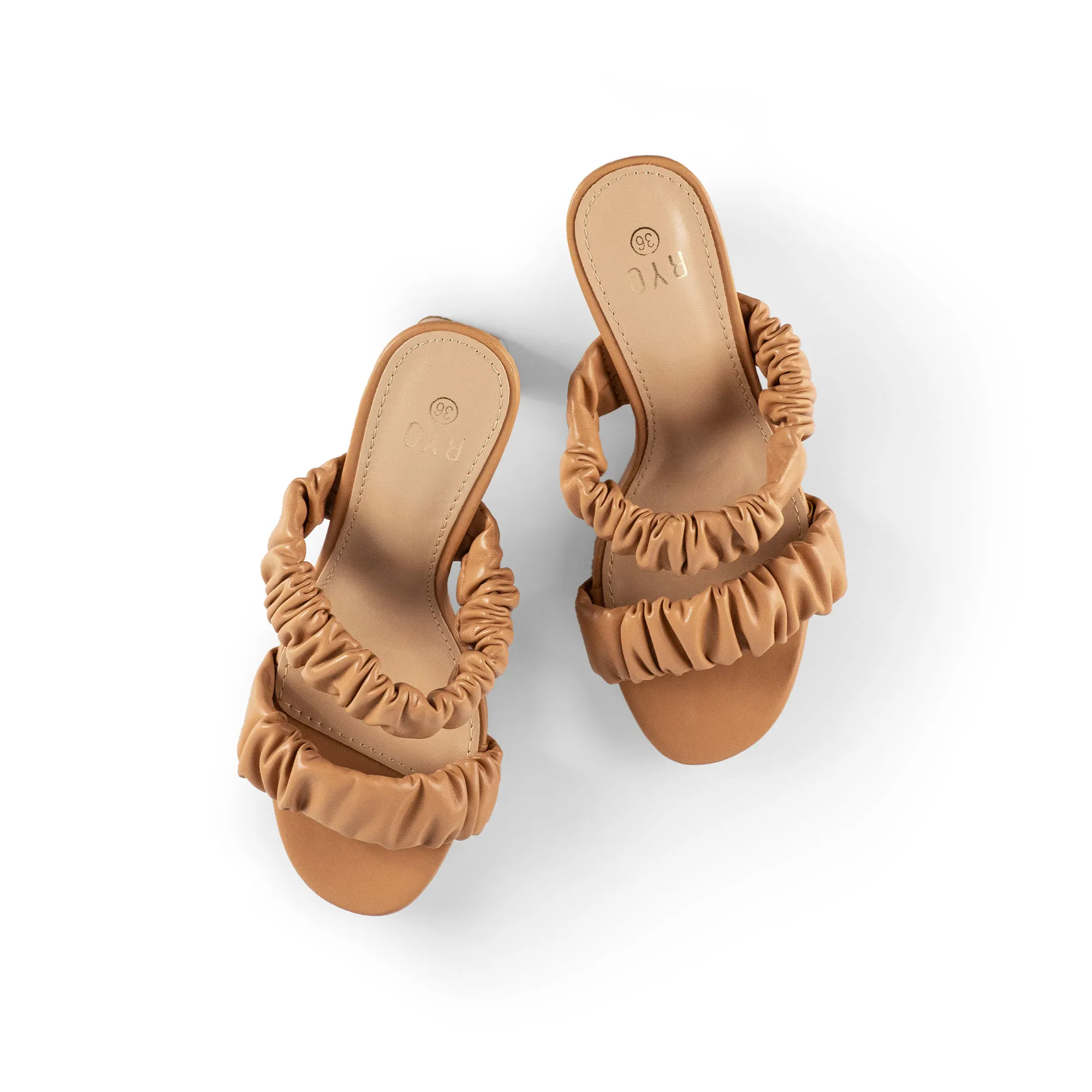 XANDRA RUFFLED HEELS - NUDE