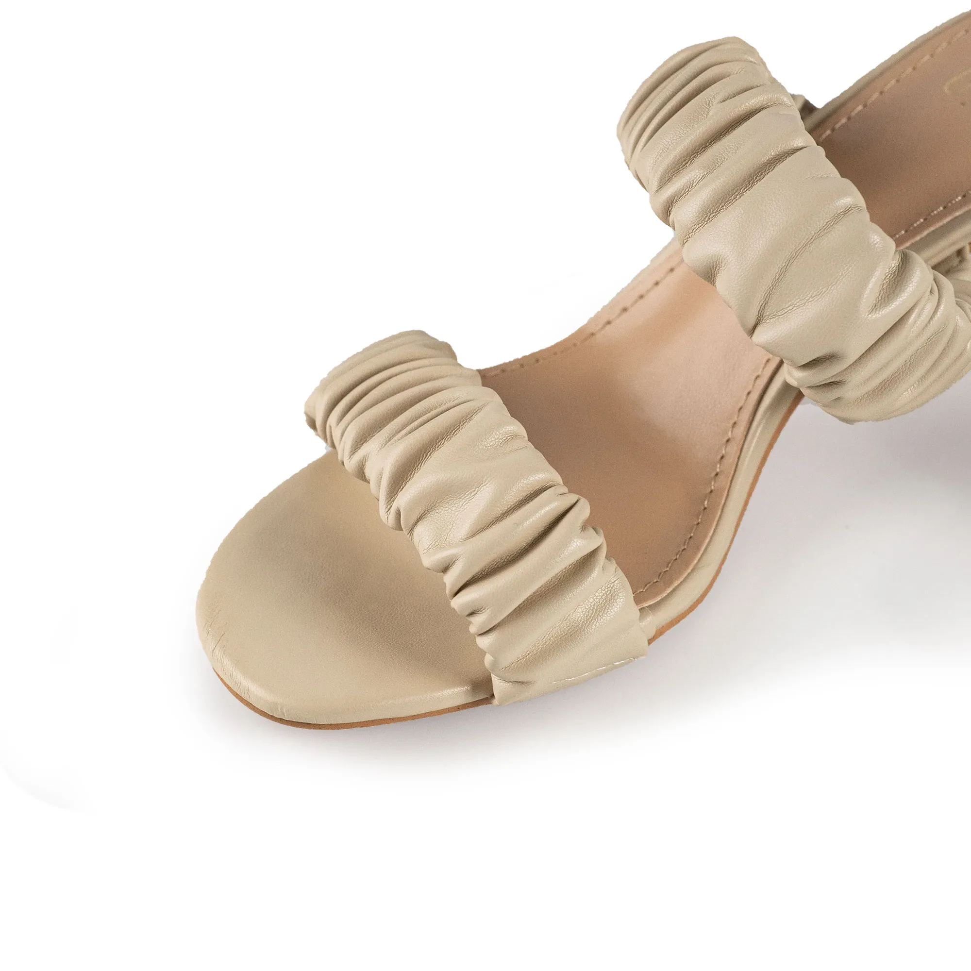 XANDRA RUFFLED HEELS - CREAM
