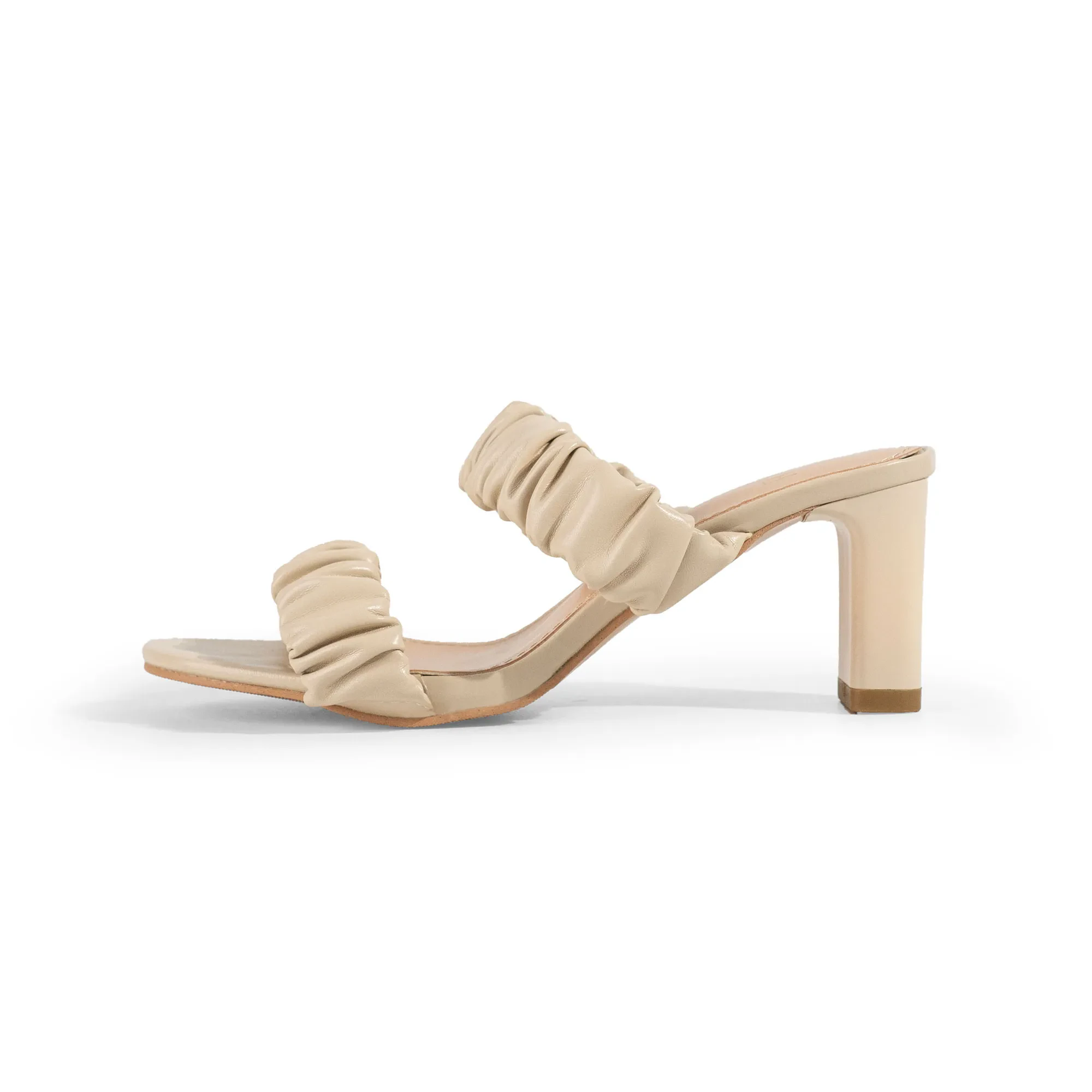 XANDRA RUFFLED HEELS - CREAM
