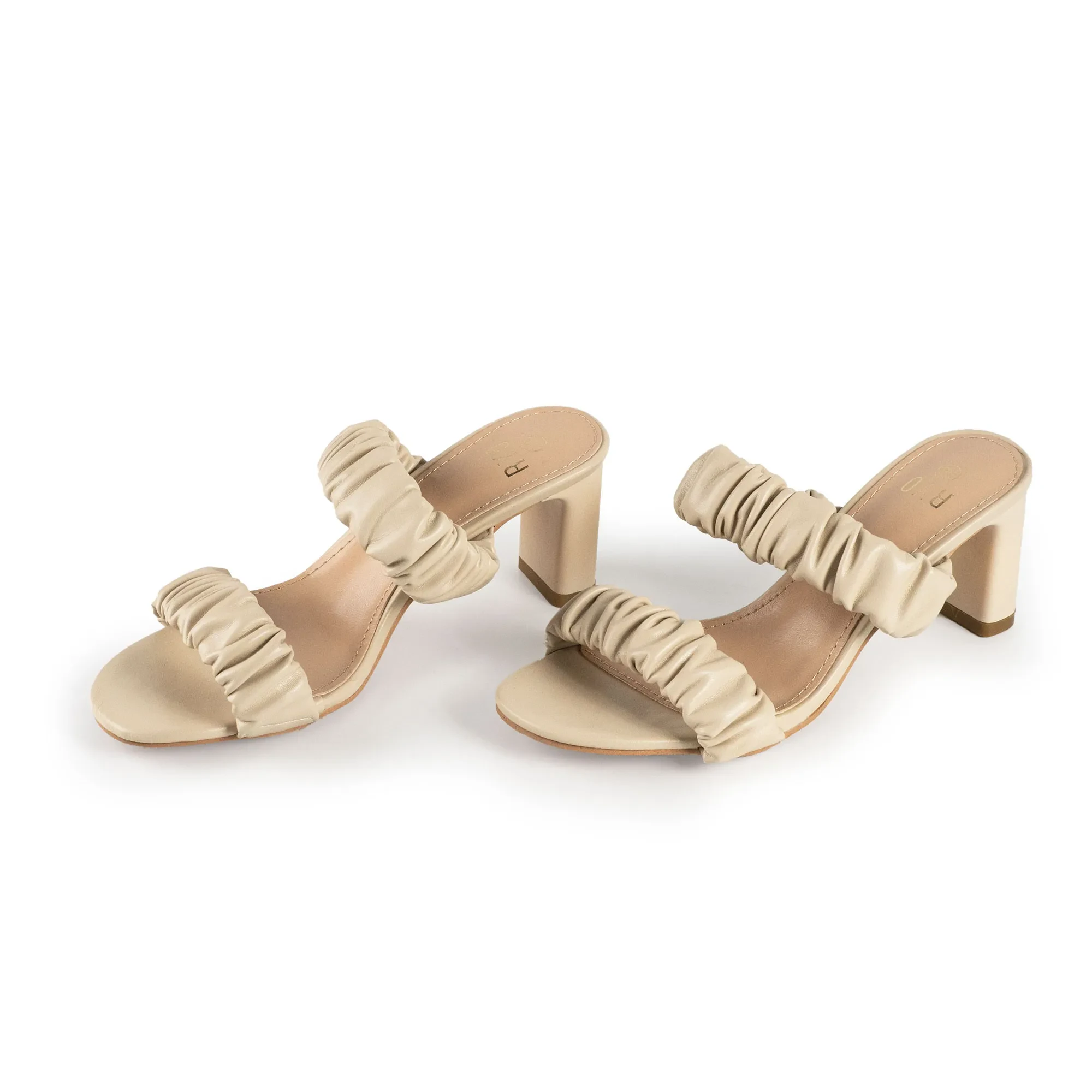 XANDRA RUFFLED HEELS - CREAM