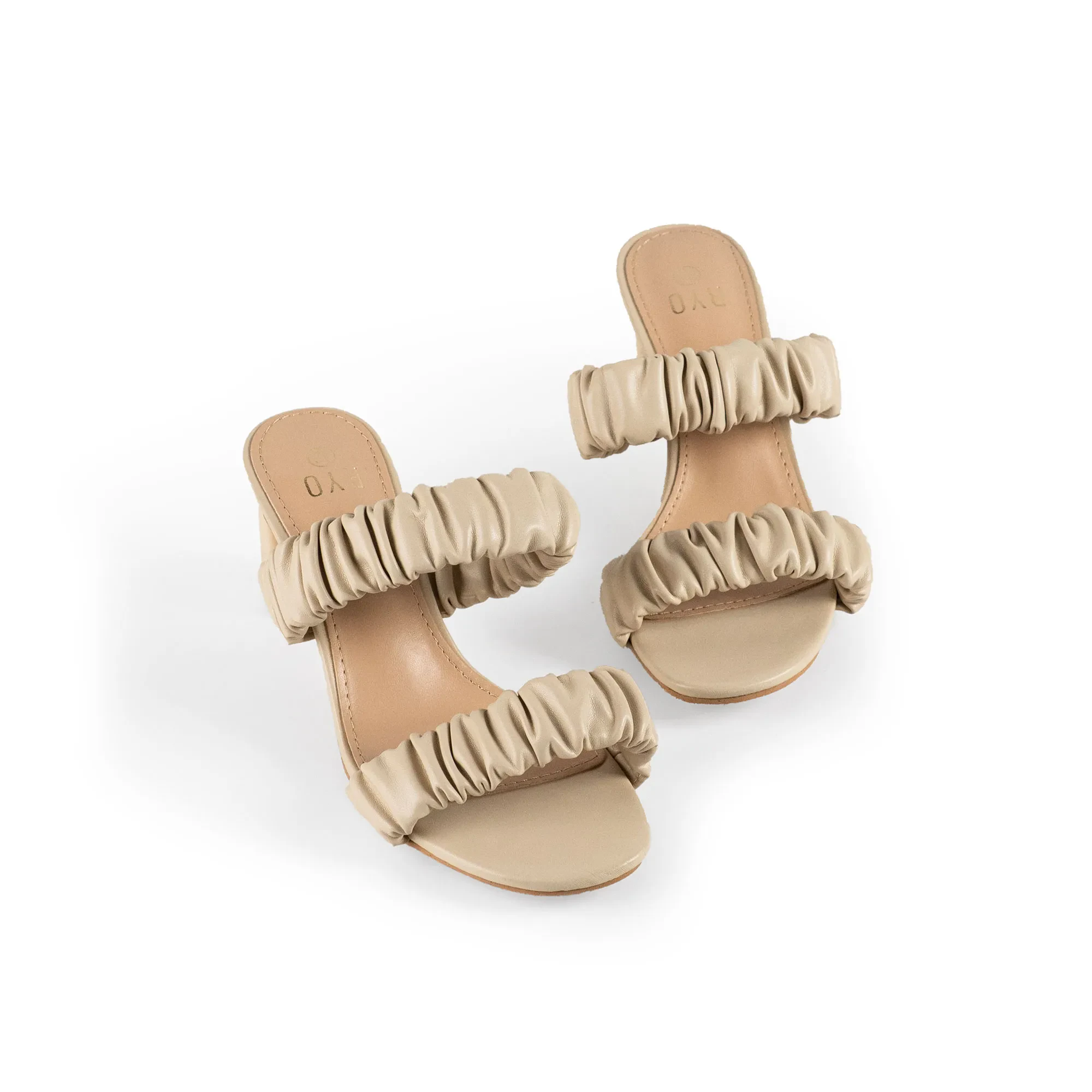 XANDRA RUFFLED HEELS - CREAM