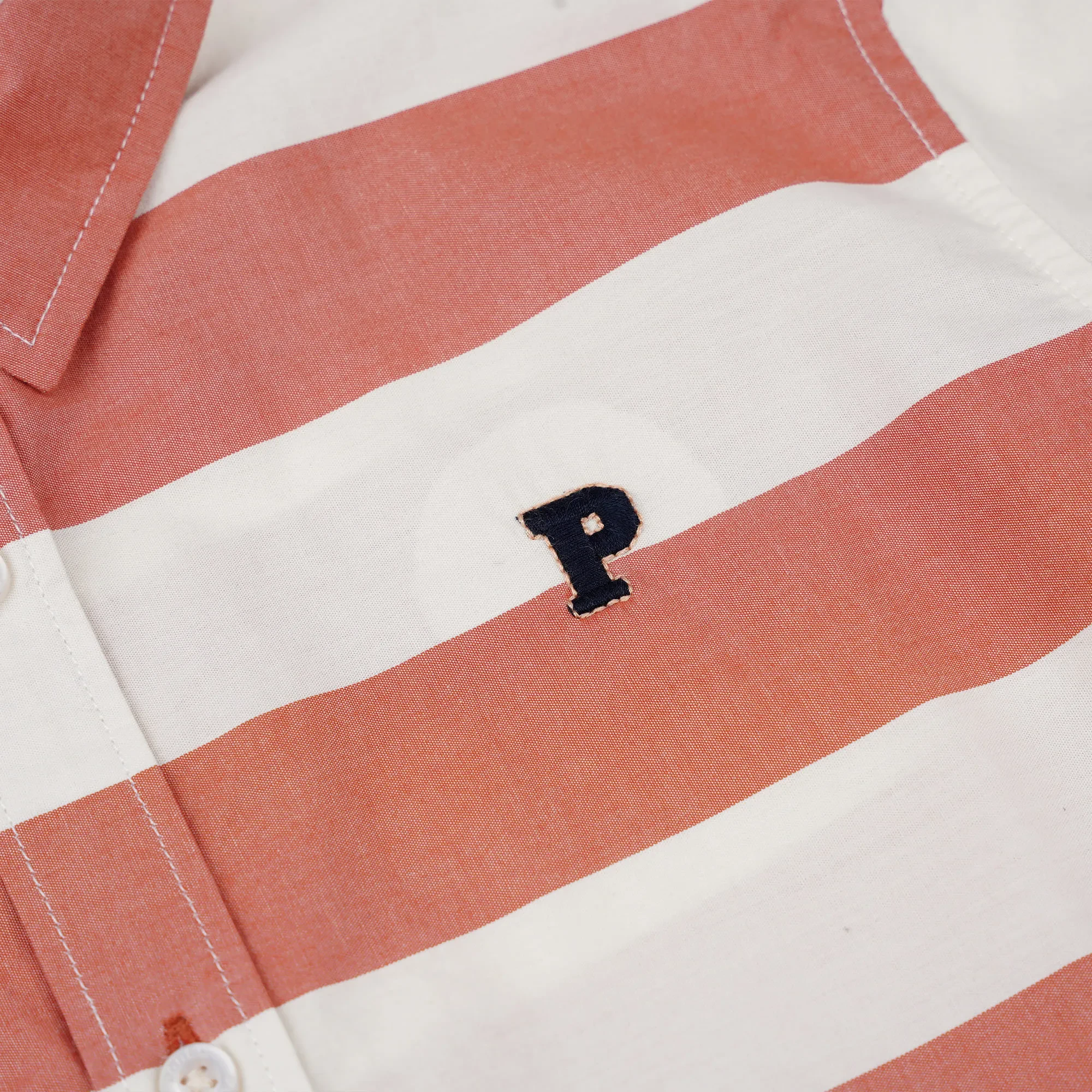 BOYS ORANGE HARVEST PUMPKIN STRIPED SHORT SLEEVE SHIRT