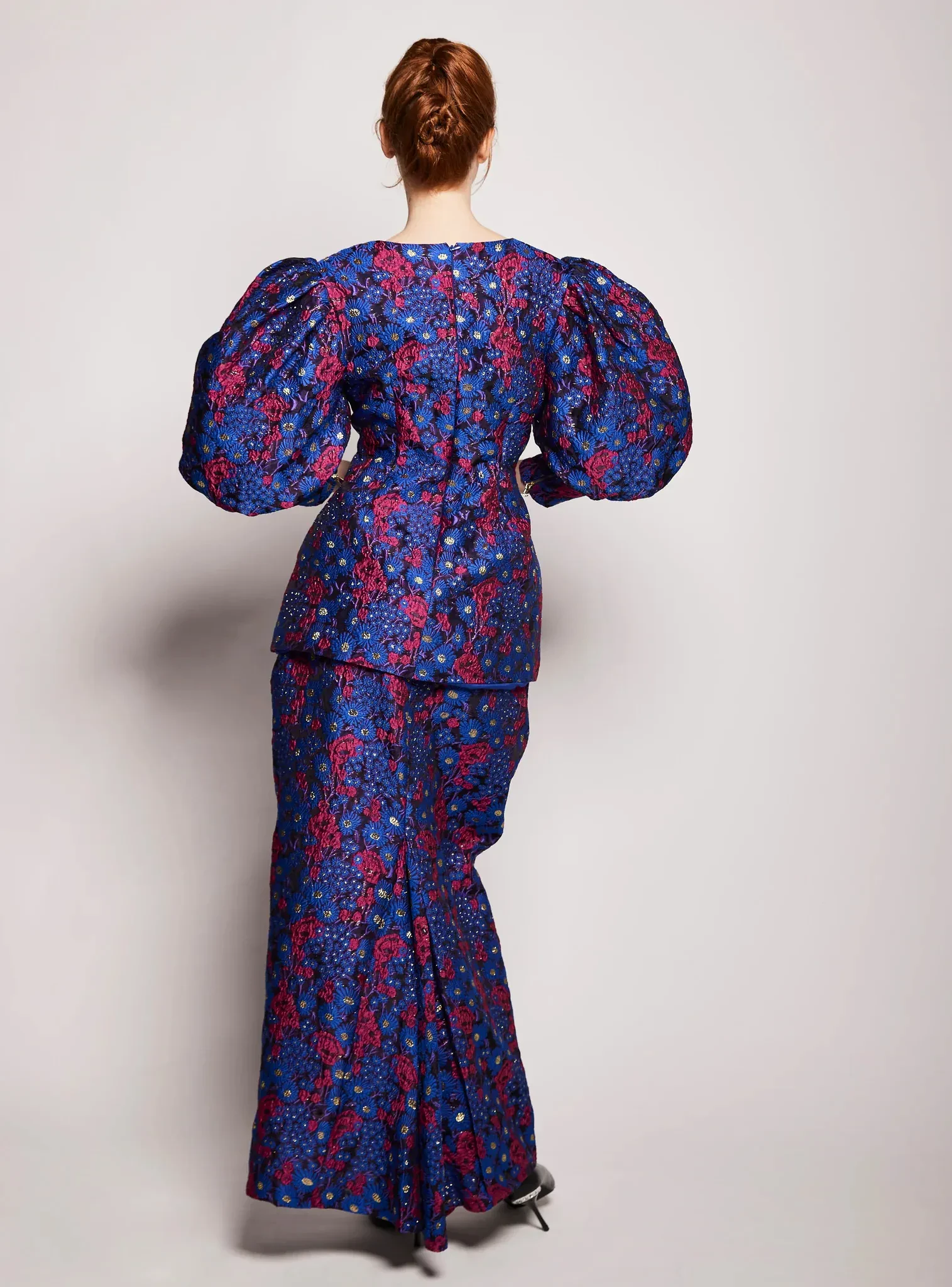 AENI BROCADE PUFF SLEEVE KURUNG BLUE