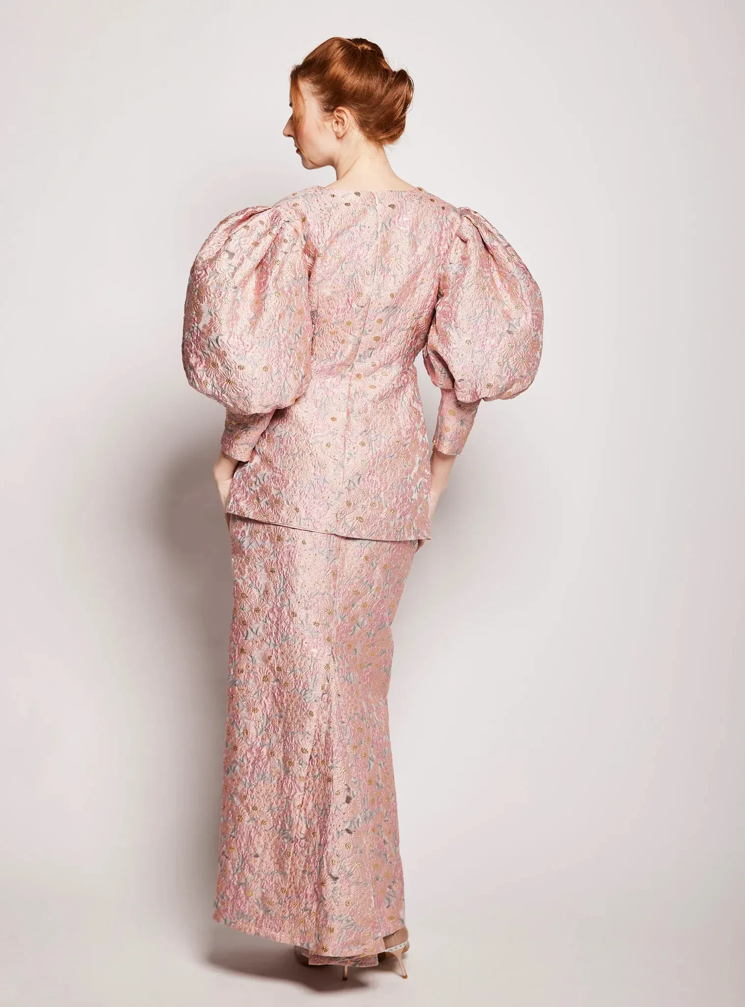 AENI BROCADE PUFF SLEEVE KURUNG DUSTY PINK