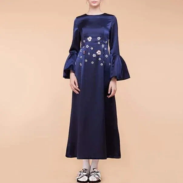 MAWAR EMBELLISHED DRESS NAVY BLUE