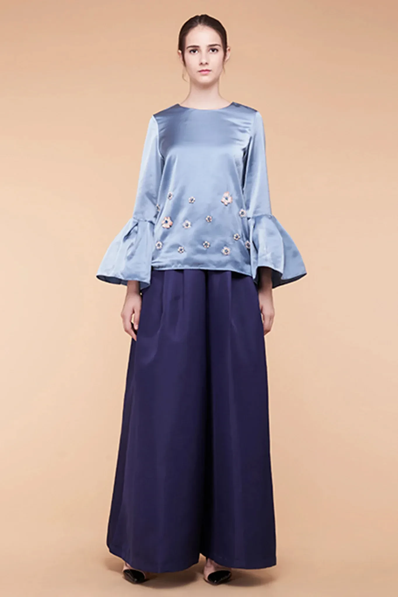 MELLA EMBELLISHED TOP LIGHT BLUE