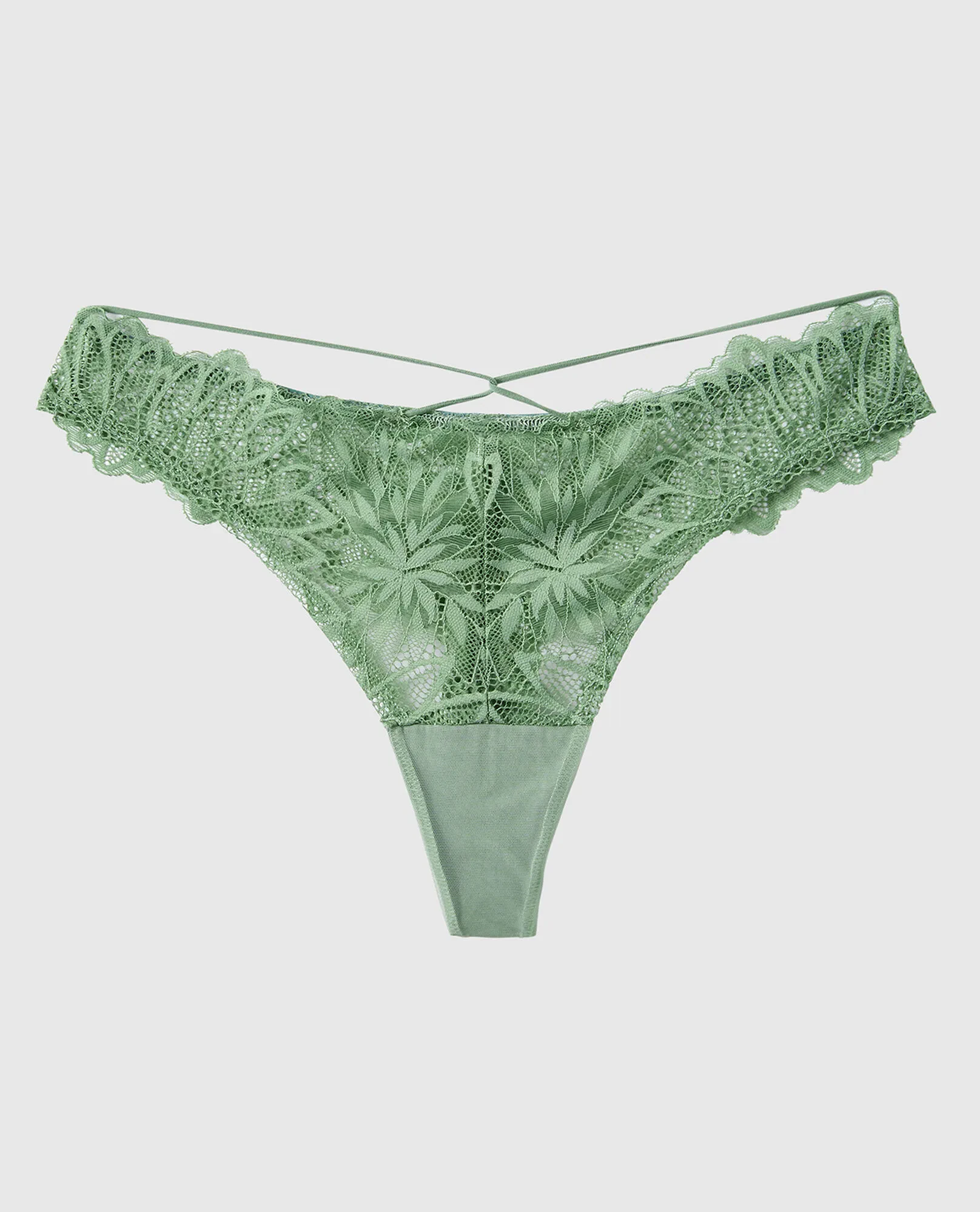DIVA HIGH LEG THONG PANTY - SAGE LEAF
