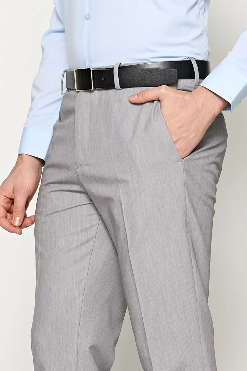 MEN SLIM FIT LONG PANTS LIGHT GREY
