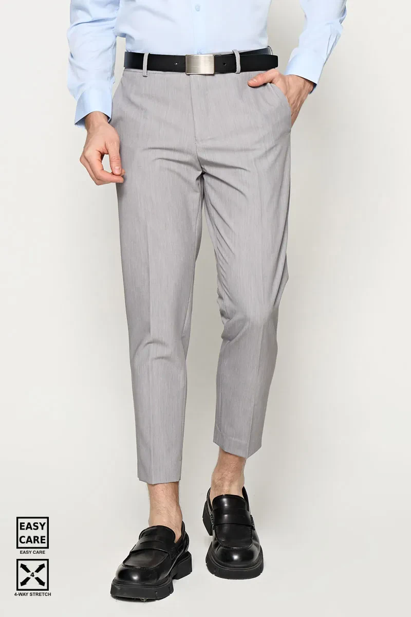 MEN SLIM FIT LONG PANTS LIGHT GREY
