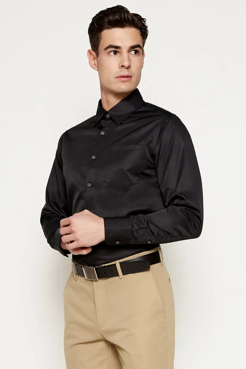 MEN LONG SLEEVE SHIRTS BLACK