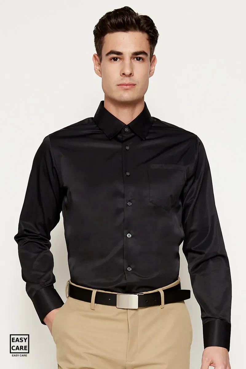 MEN LONG SLEEVE SHIRTS BLACK